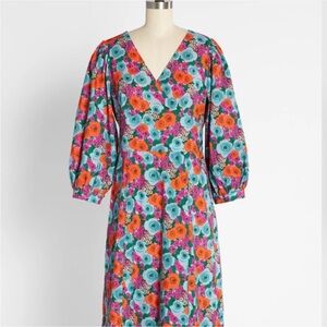 Louche London Flower Power Midi V-Neck Dress Size 6